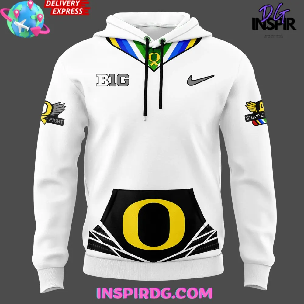 -Oregon Ducks Stomp Out Cancer 2024 White Hoodie