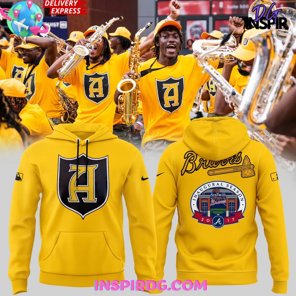 -Yellow Atlanta Braves Inaugural Season 2017 Hoodie