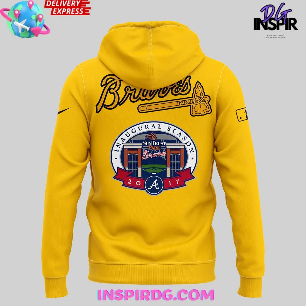 -Yellow Atlanta Braves Inaugural Season 2017 Hoodie