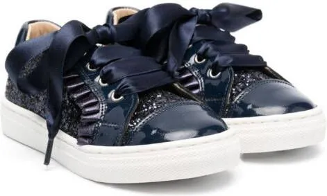 ANDANINES glittery leather sneakers Blue