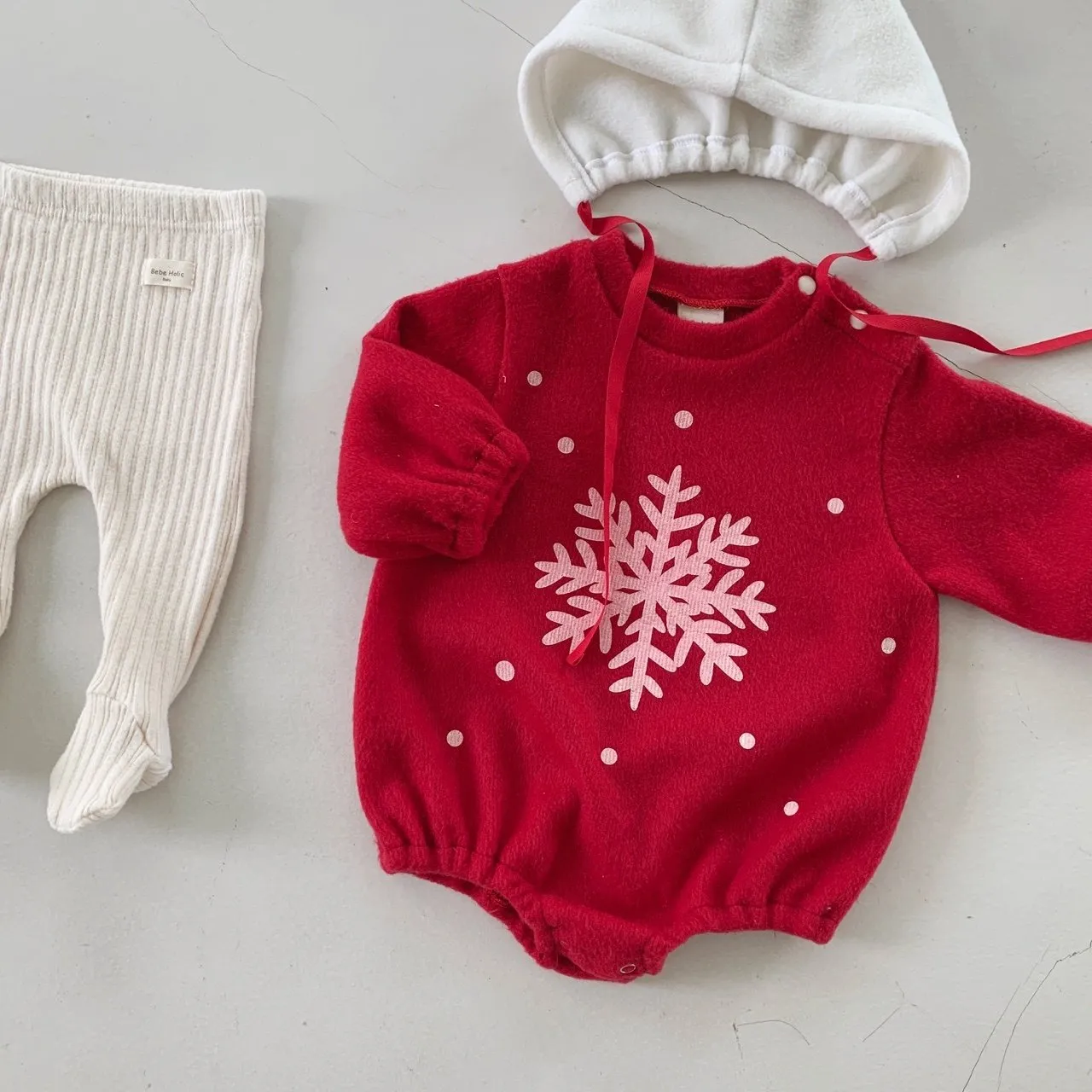 Baby Warm Snowflake Romper and Bonnet Set (3-18m) - 2 Colors