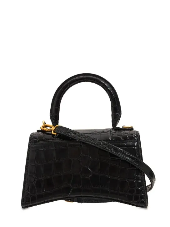 Balenciaga   XS Hourglass croc embossed leather bag 