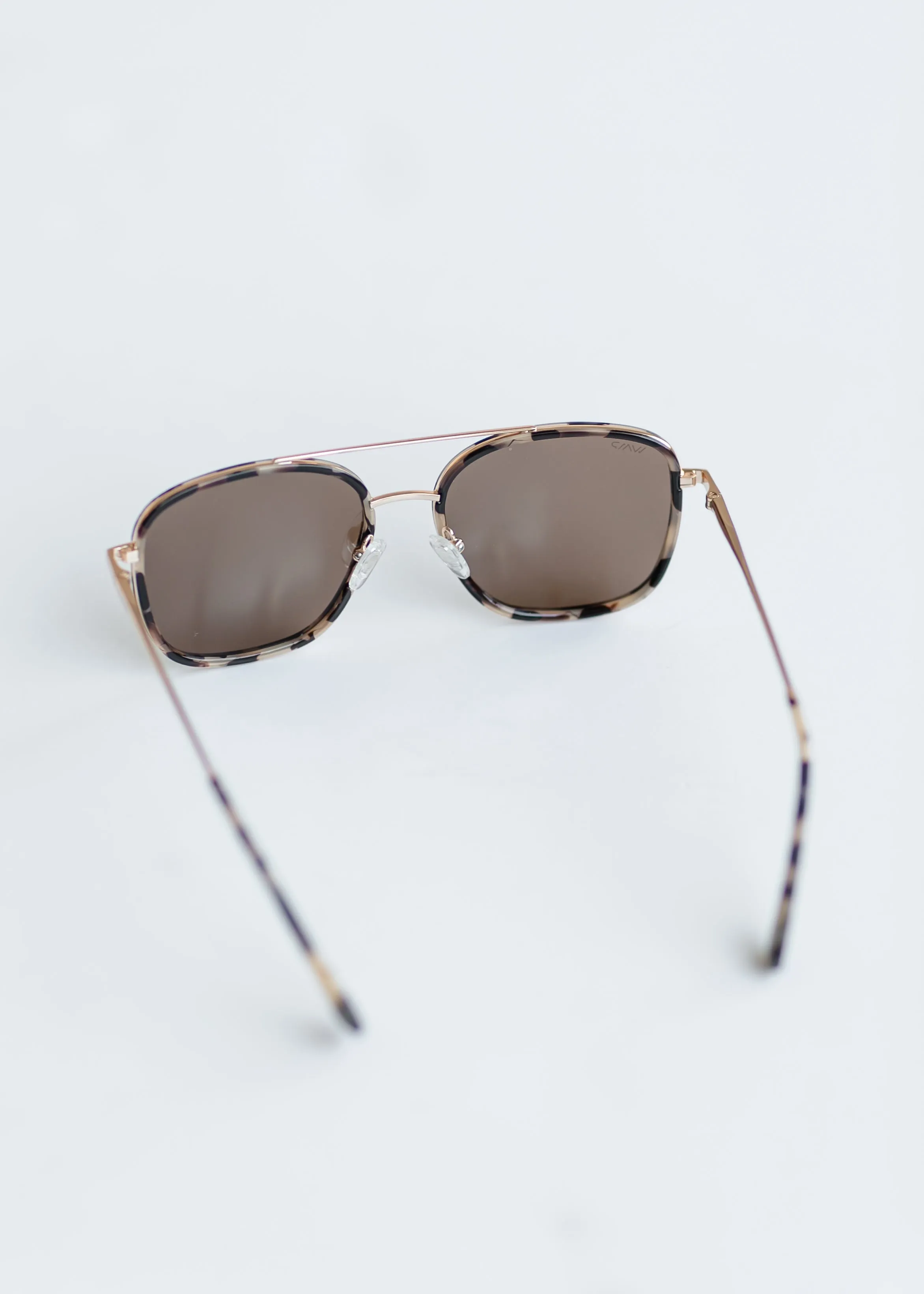 Beige Tortoise Square Aviator Sunglasses