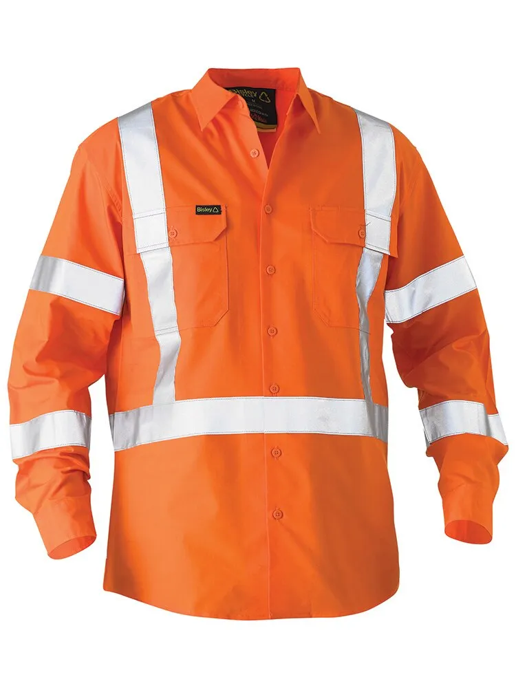 Bisley Workwear BS6266XT - X-Taped Hi-Vis - Recycled Drill Shirt - Orange - XS