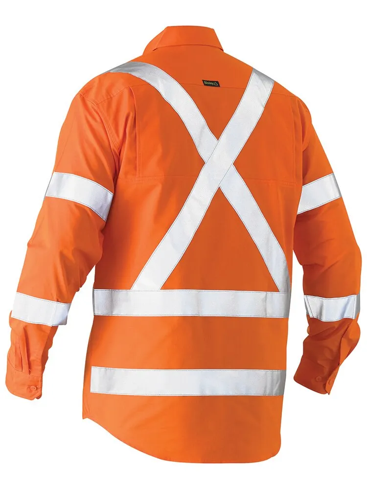 Bisley Workwear BS6266XT - X-Taped Hi-Vis - Recycled Drill Shirt - Orange - XS