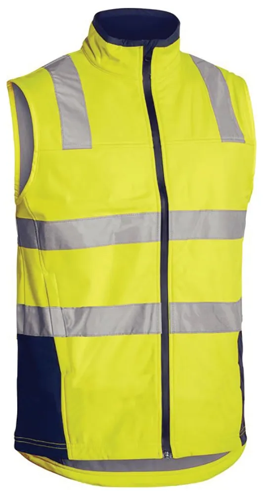 Bisley Workwear BV0348T_TT04 Vest - Men's Soft Shell Taped - Yellow/Navy - XS