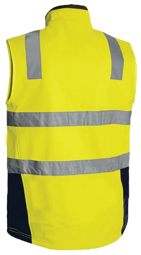 Bisley Workwear BV0348T_TT04 Vest - Men's Soft Shell Taped - Yellow/Navy - XS