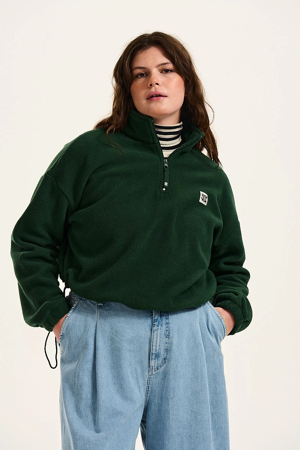 Blake - Cropped Fleece in Posy Green