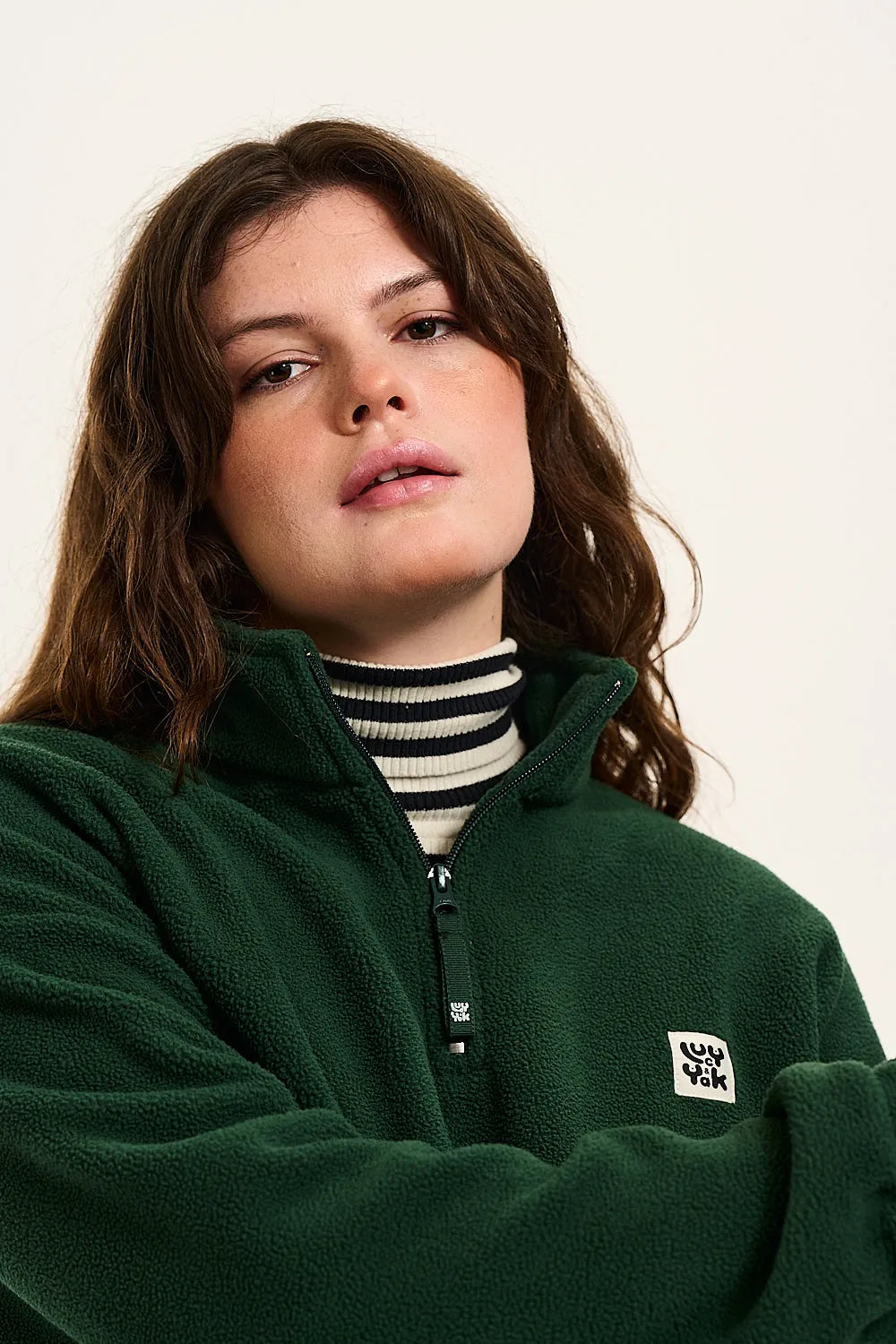 Blake - Cropped Fleece in Posy Green