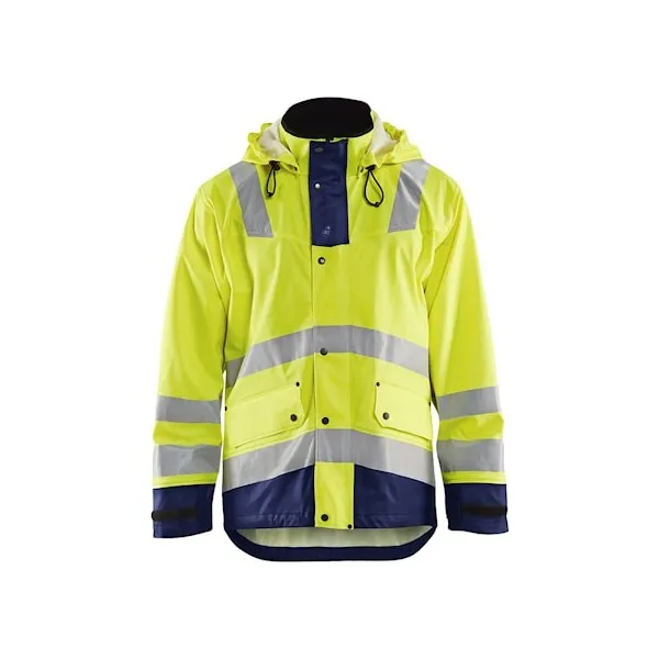 Blaklader Workwear Hi-Vis Level 2 Rain Jacket (Hi-Vis Yellow/Navy Blue)