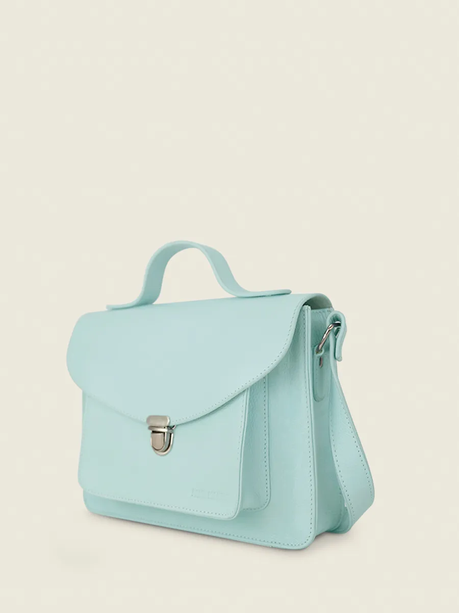 Blue Leather Cross-Body Bag for Women - Mademoiselle George Pastel Baby Blue | PAUL MARIUS