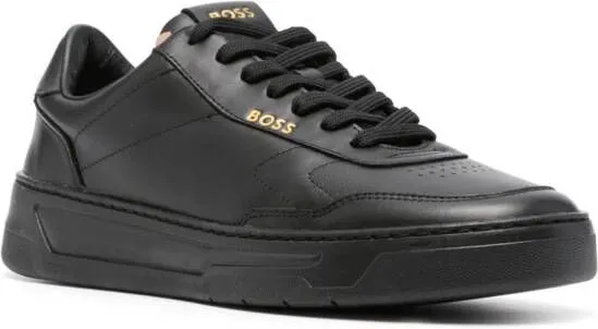 BOSS logo-print leather sneakers Black