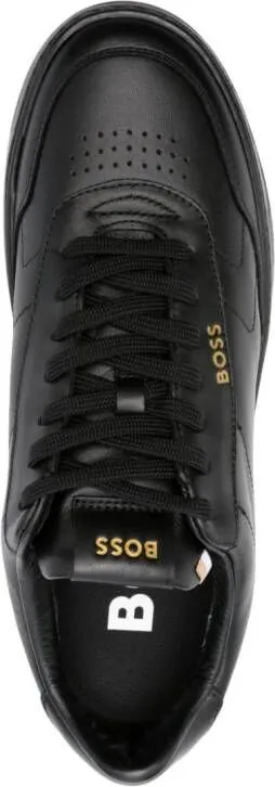 BOSS logo-print leather sneakers Black