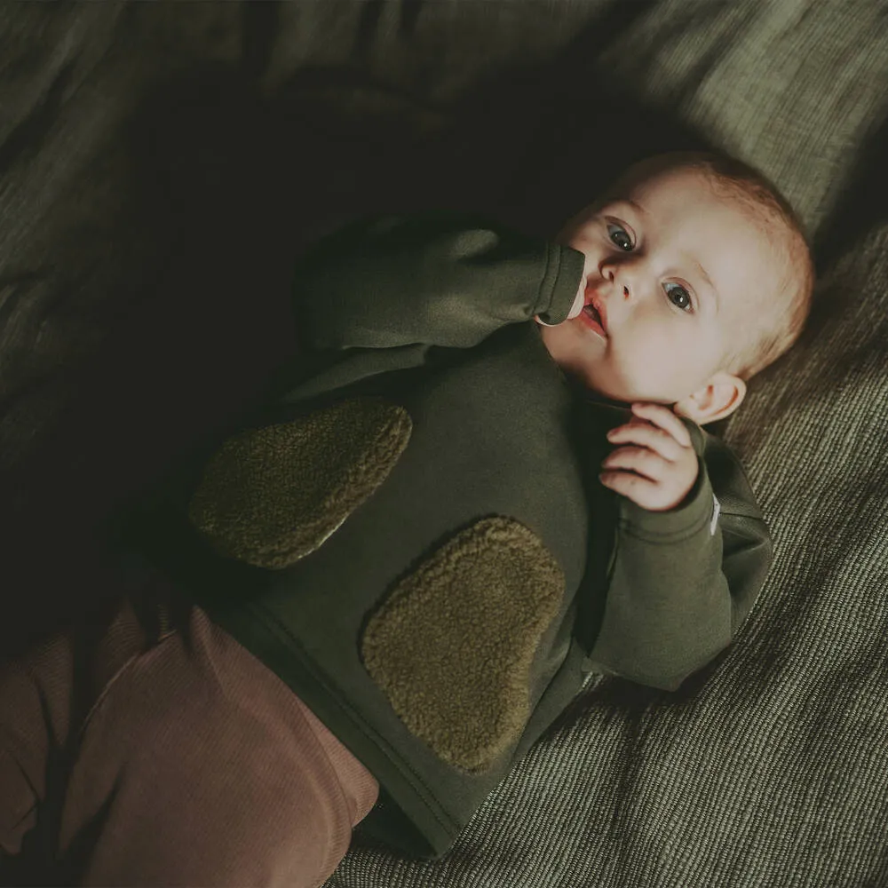 Boys Khaki Green Cotton & Fleece Sweatshirt