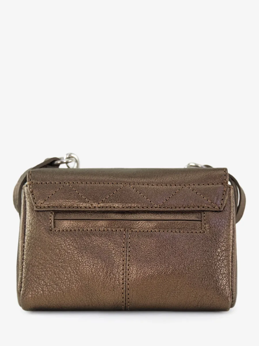 Brown Metallic Leather Mini Cross-body Bag for Women - Diane XS Copper | PAUL MARIUS