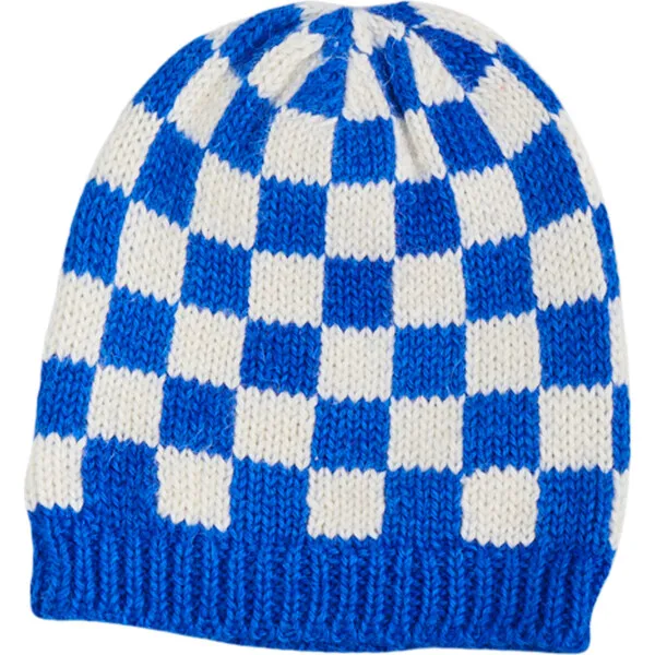 Cabbages & Kings Checked Hat, Cobalt