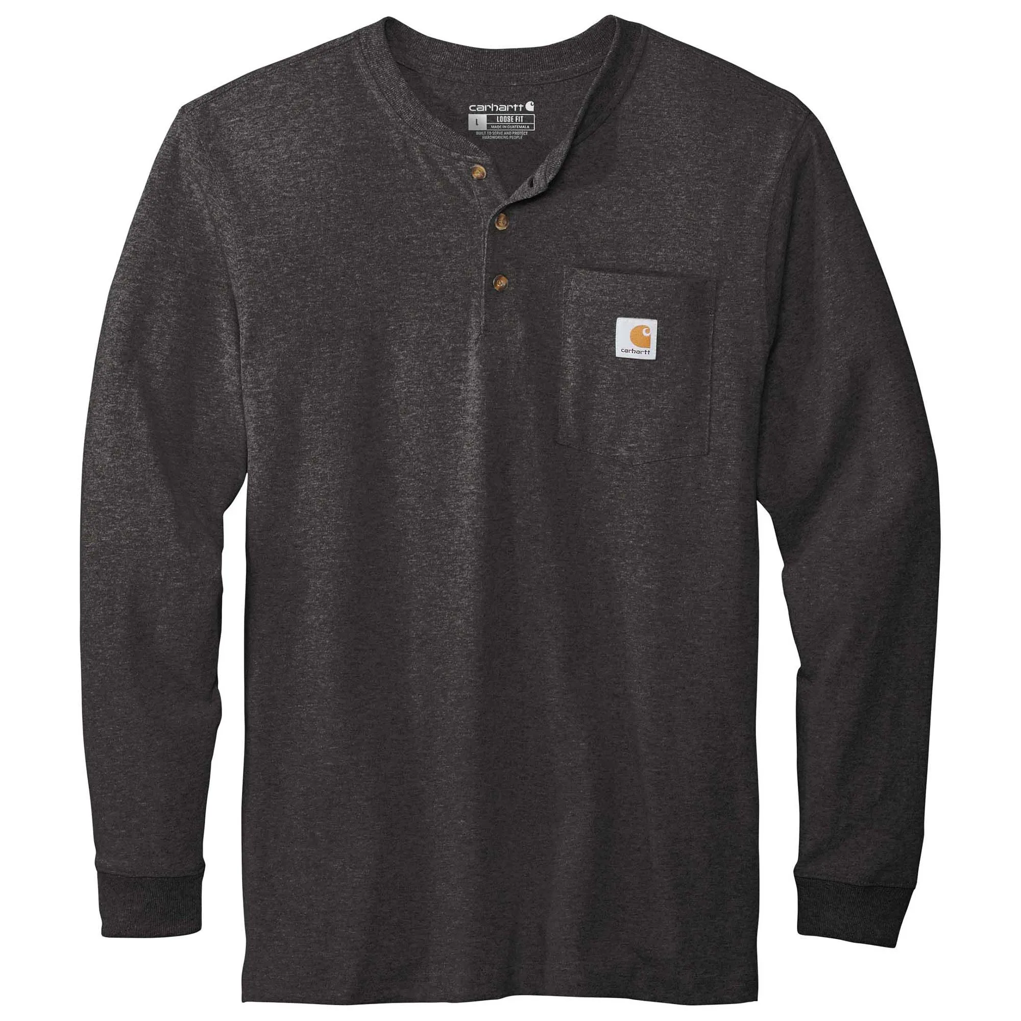 Carhartt K128 Workwear Long Sleeve Henley T-Shirt - Carbon Heather