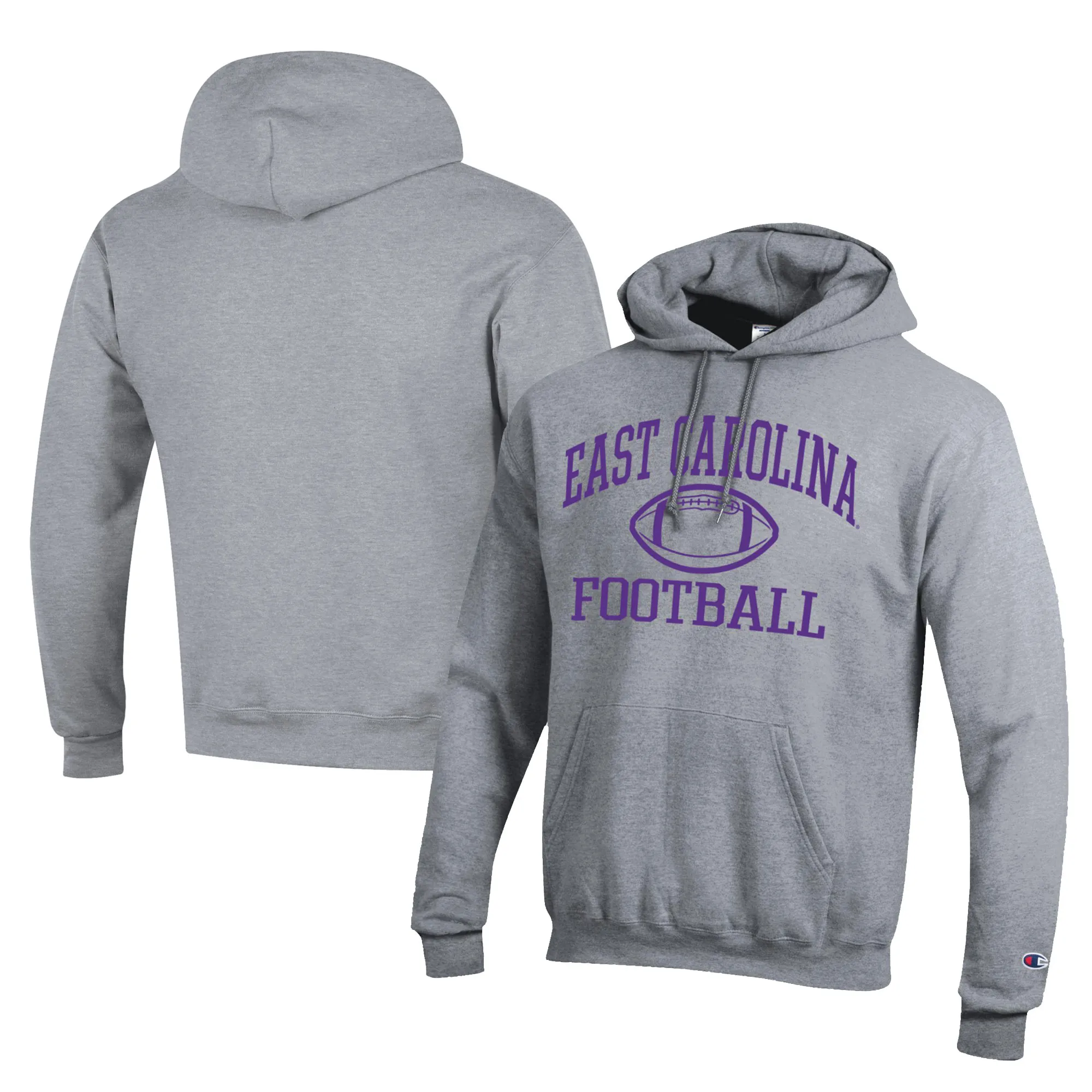 Champion  ECU Pirates Gray Football Eco Powerblend Pullover Hoodie