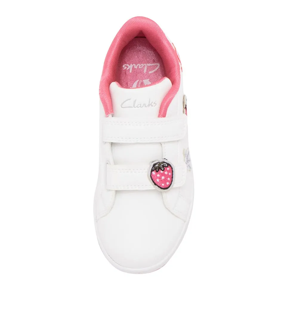 CLARKS Dellie Tot White Bubblegum Sneakers