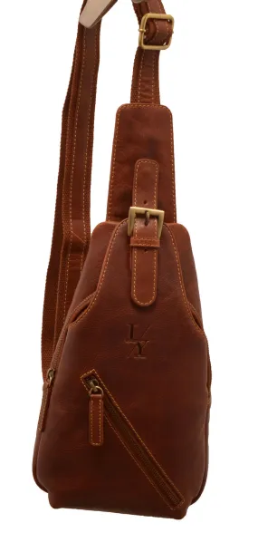 Cognac cowhide leather bag mb-139-r