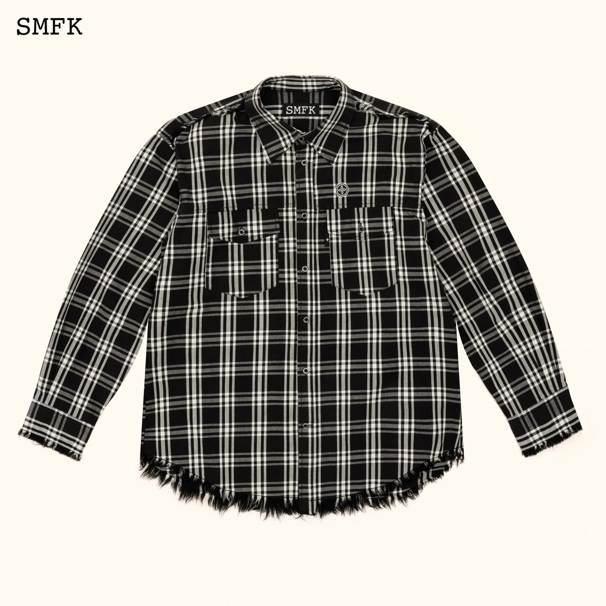 Compass Black Plaid Workwear Style Shirt-