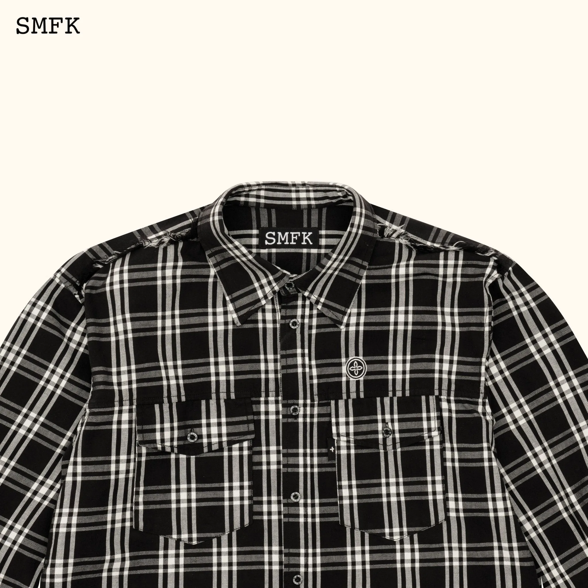 Compass Black Plaid Workwear Style Shirt-