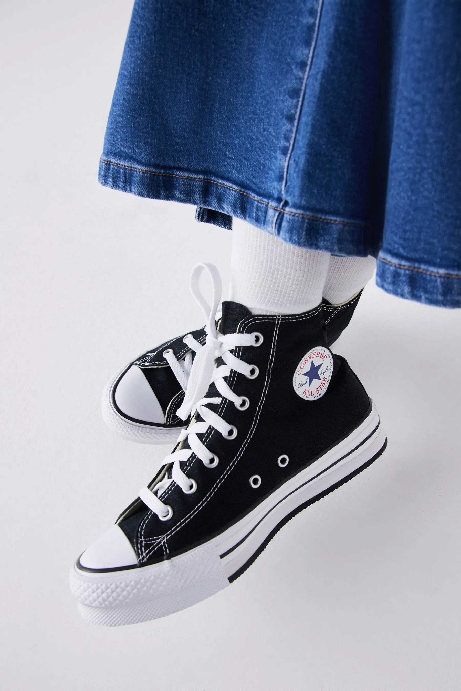 Converse Black Eva Lift High Top Youth Trainers