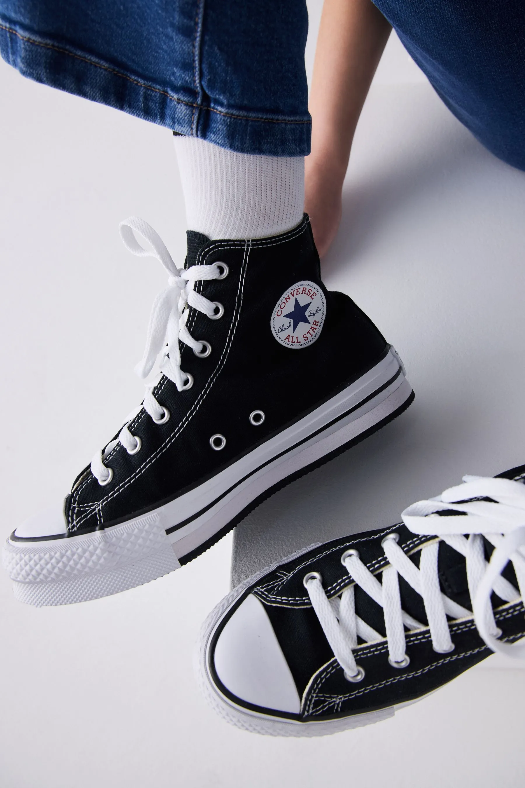 Converse Black Eva Lift High Top Youth Trainers