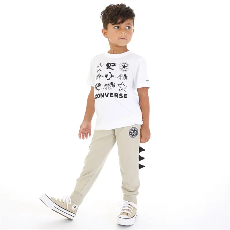 Converse Boys Dinos T-Shirt And Joggers Set Beach Stone