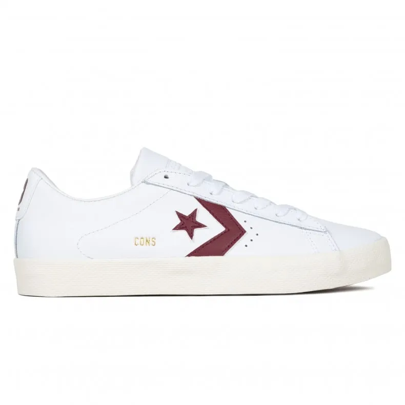 Converse Cons Leather PL Vulc Pro Ox (White/Deep Bordeaux/Egret)