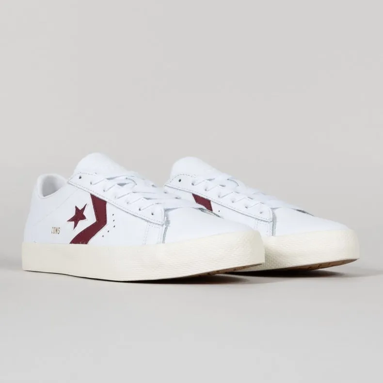 Converse Cons Leather PL Vulc Pro Ox (White/Deep Bordeaux/Egret)