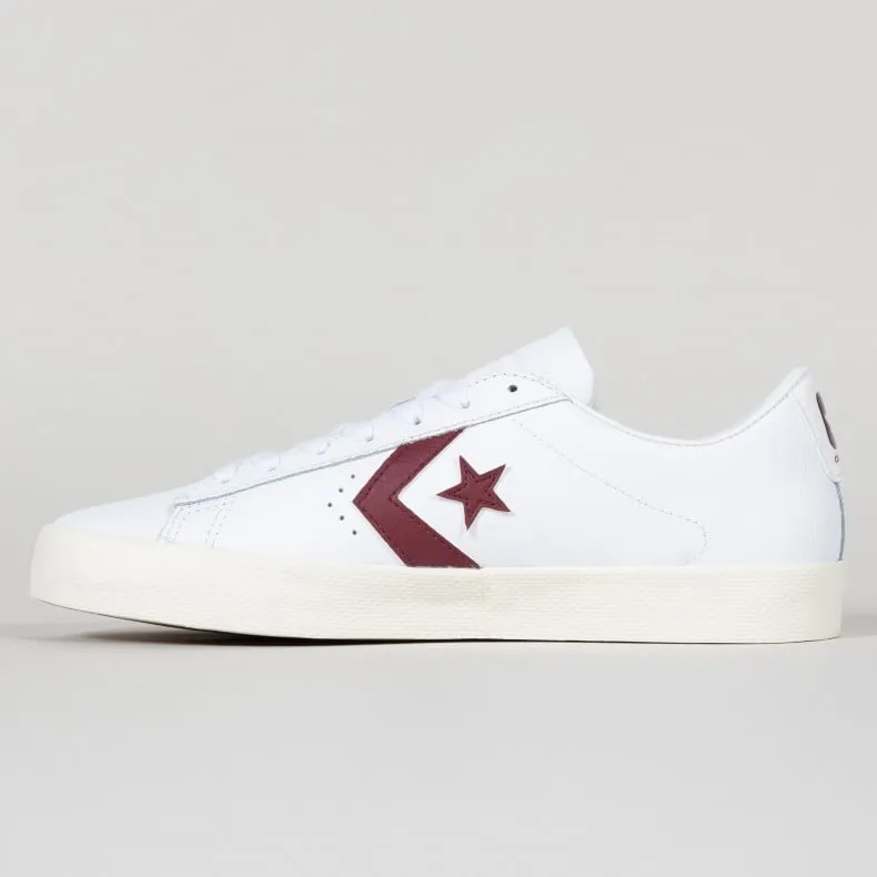 Converse Cons Leather PL Vulc Pro Ox (White/Deep Bordeaux/Egret)