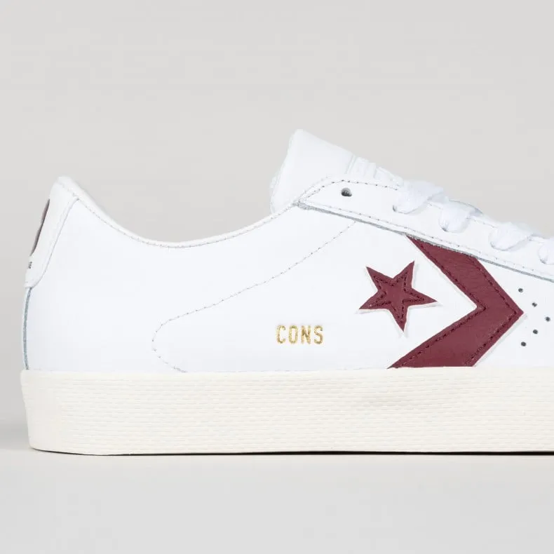 Converse Cons Leather PL Vulc Pro Ox (White/Deep Bordeaux/Egret)