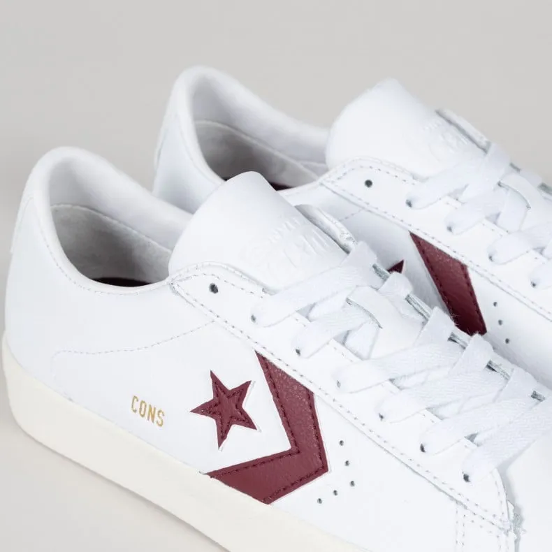 Converse Cons Leather PL Vulc Pro Ox (White/Deep Bordeaux/Egret)