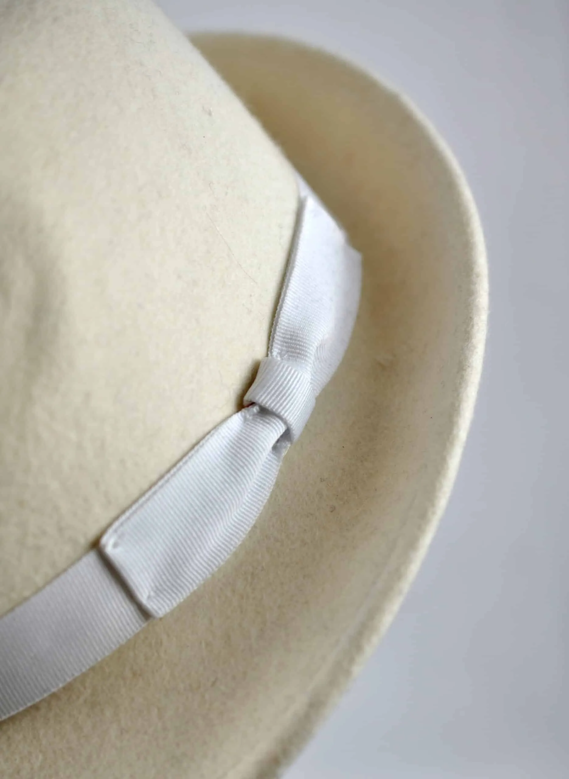 Cream White PorkPie Trilby Hat -