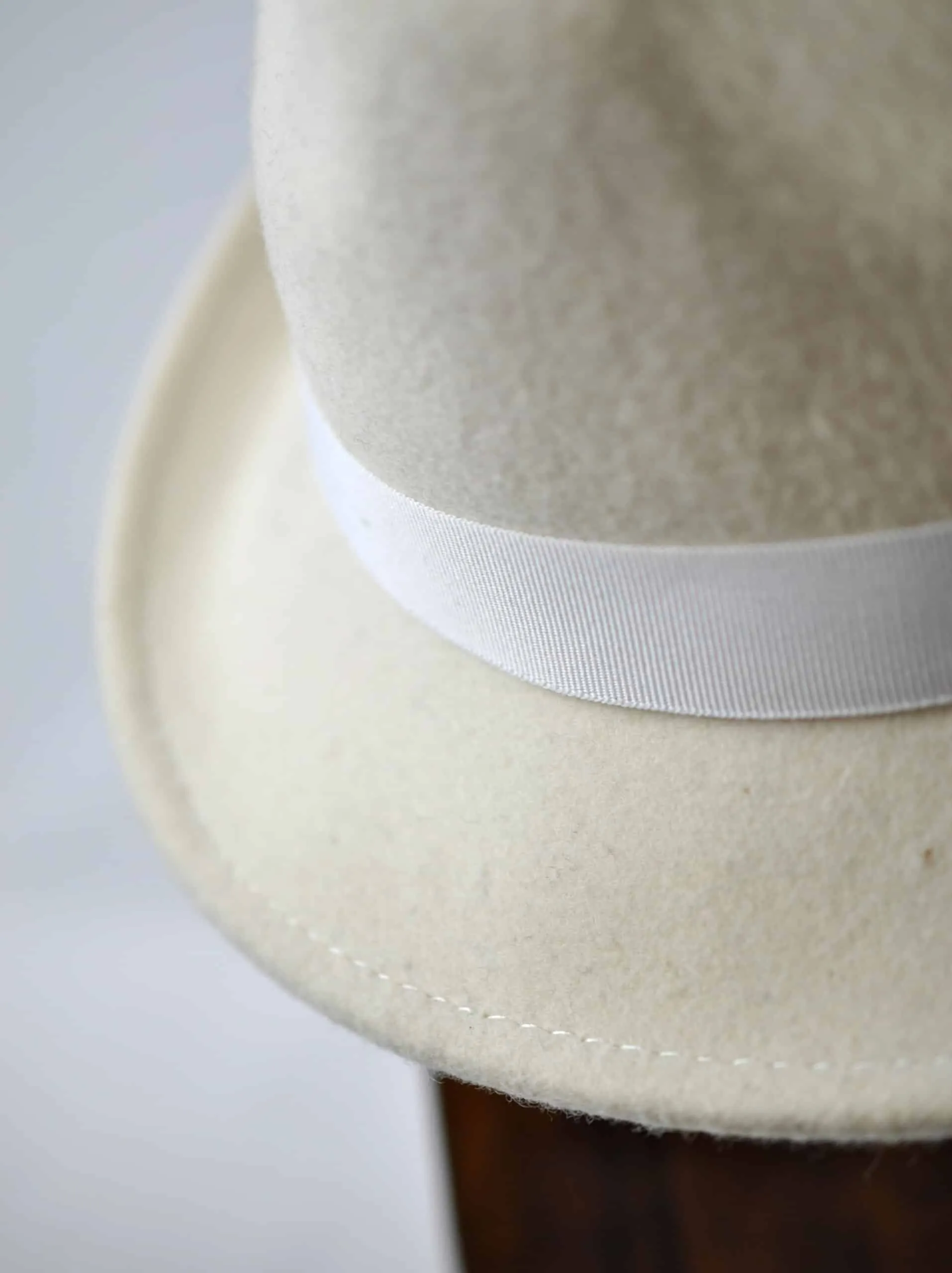 Cream White PorkPie Trilby Hat -