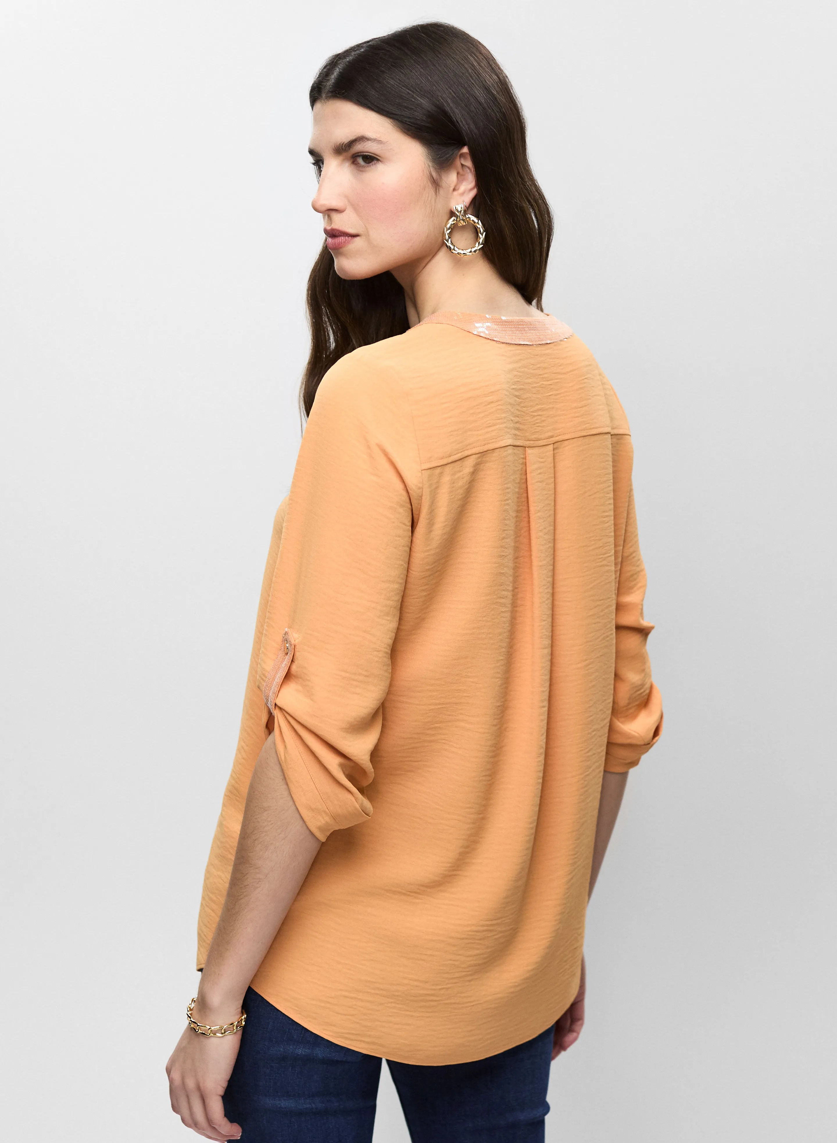 Crinkle Effect V-Neck Tunic