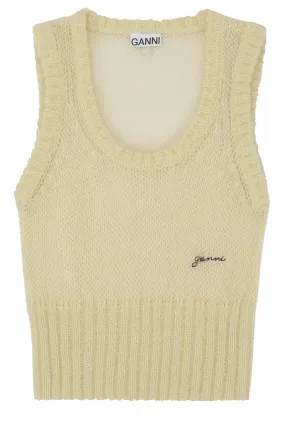 Cropped O-Neck Mohair-Blend Vest