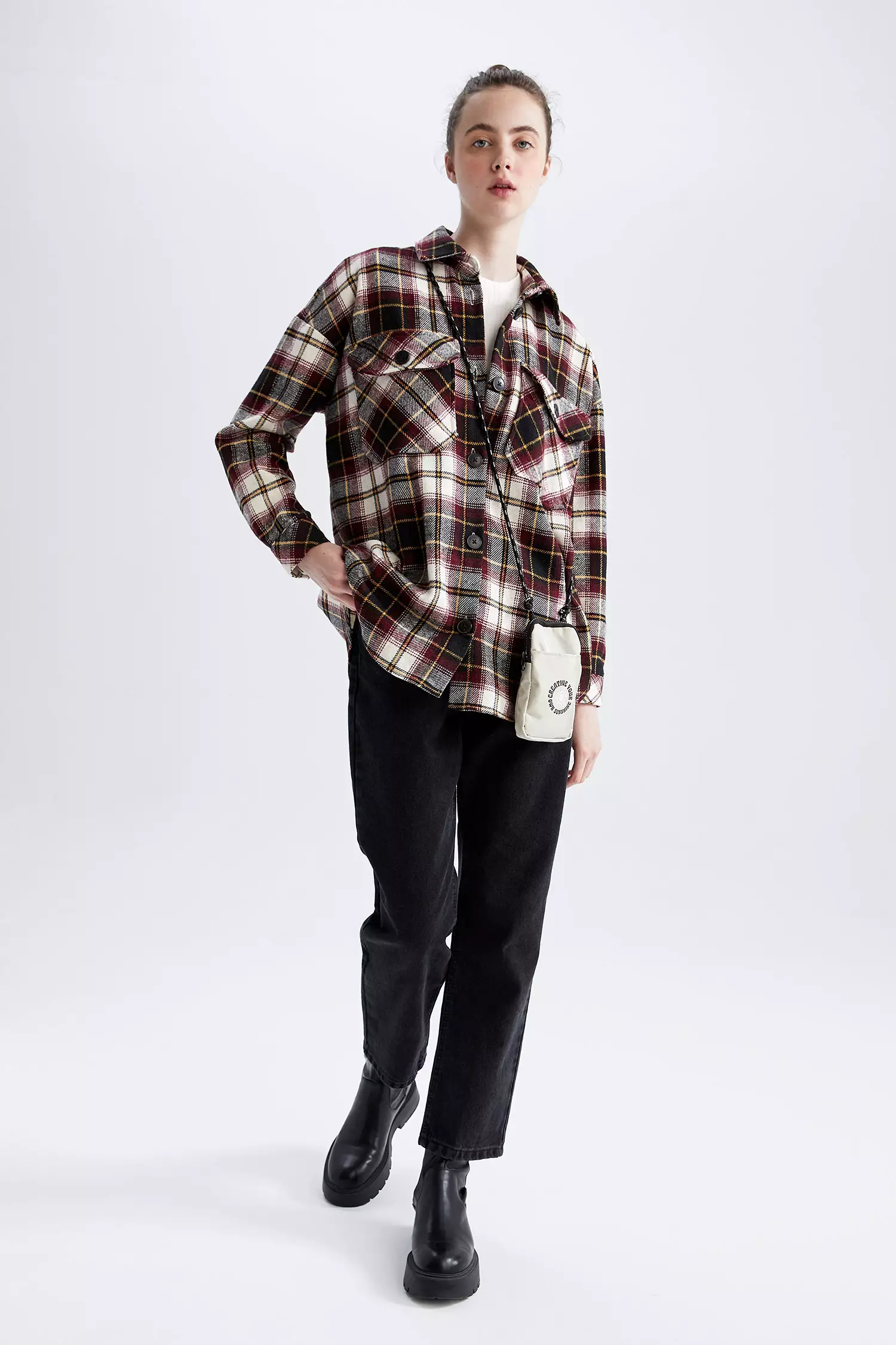 DeFacto Plaid Long Sleeve Tunic