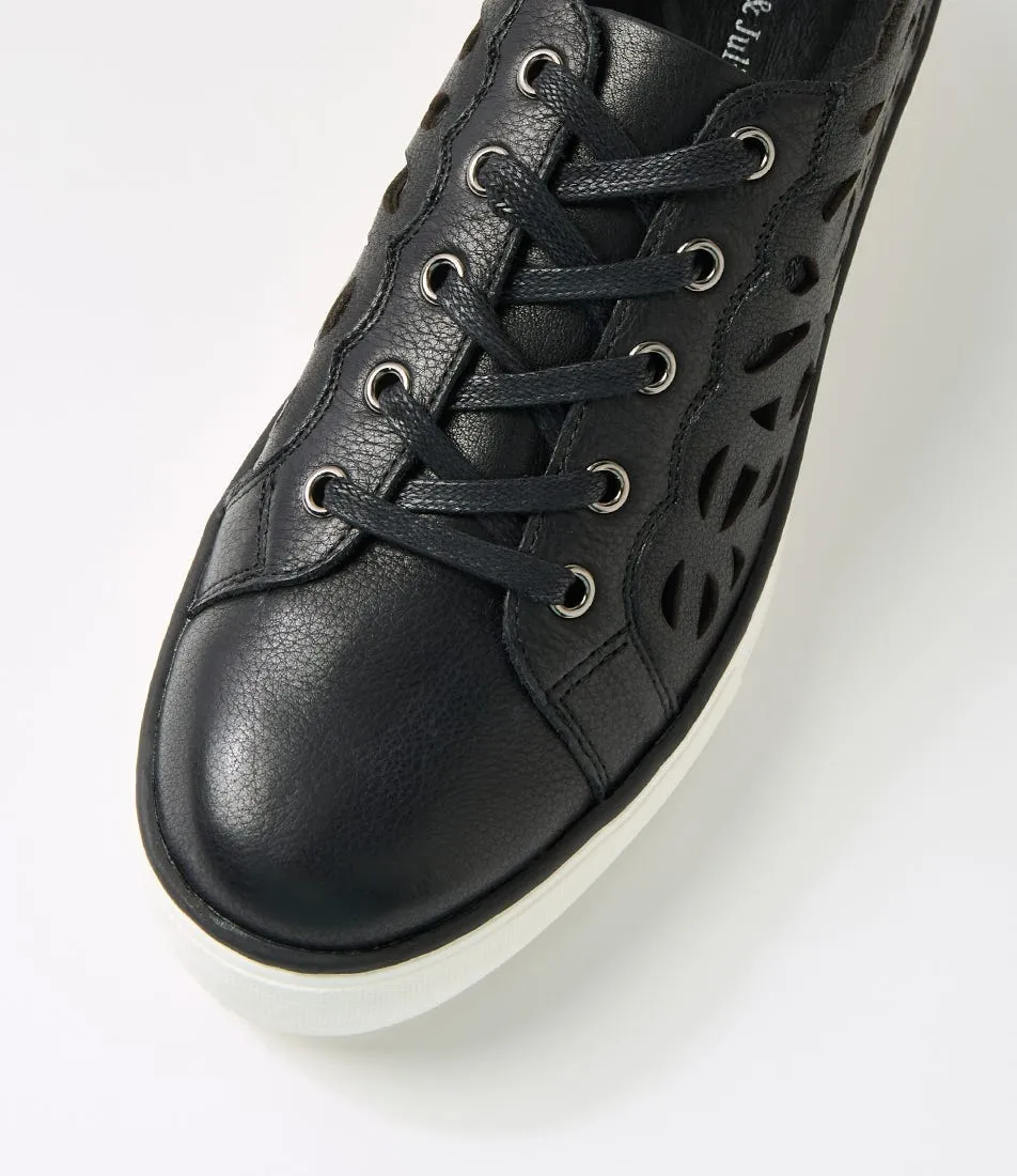 DJANGO & JULIETTE Flixx Black White Leather Sneakers