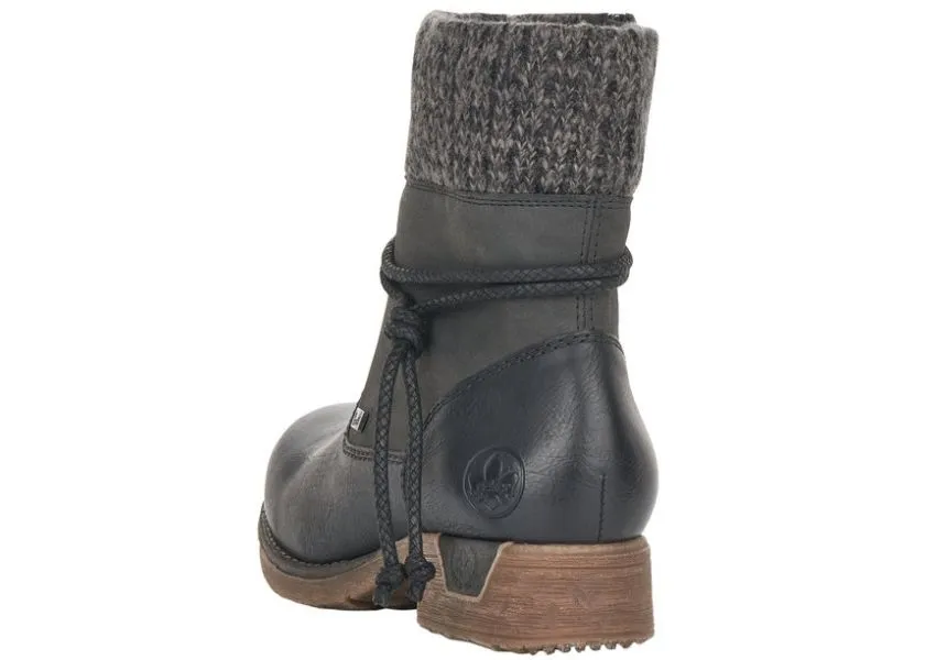 Eagle Black Grey Knit Ankle Boot