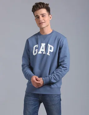 GAP Men Blue Logo Fleece Sweatshirt