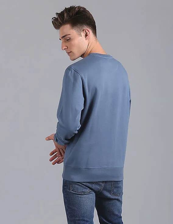 GAP Men Blue Logo Fleece Sweatshirt