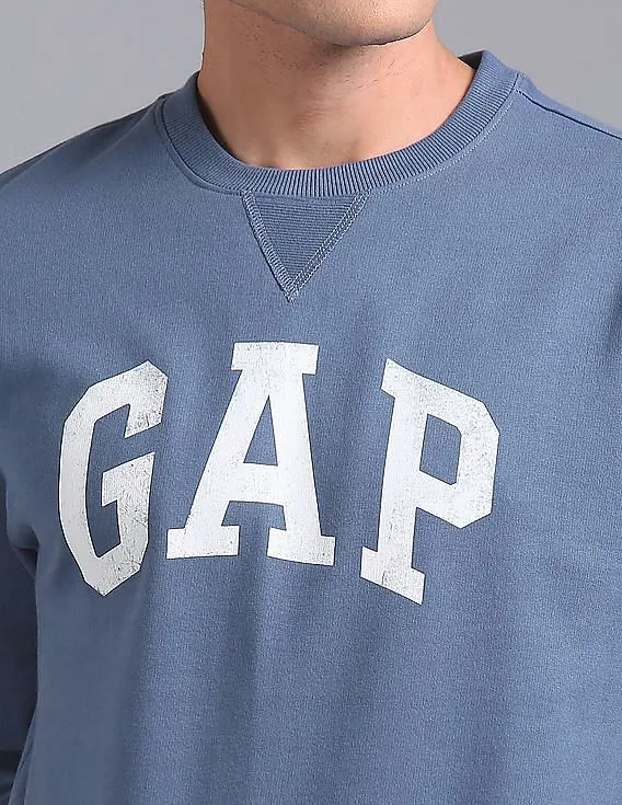 GAP Men Blue Logo Fleece Sweatshirt