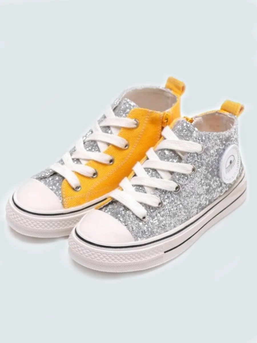 Girls High Top Sparkle Glitter Sneakers By Liv and Mia