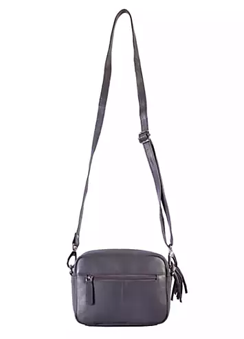 Giulia Grey Leather Cross Body Bag by Storm London | Look Again