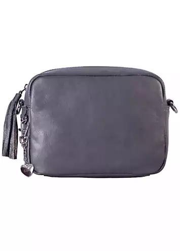 Giulia Grey Leather Cross Body Bag by Storm London | Look Again