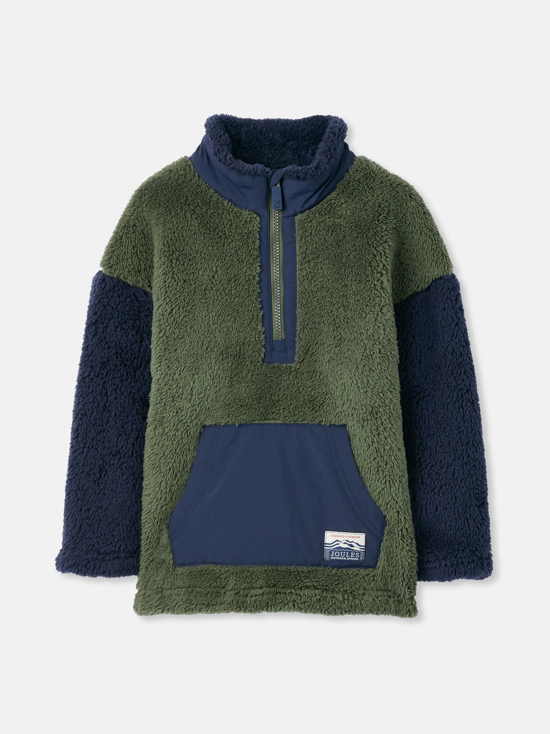 Green/Navy Half Zip Borg Fleece