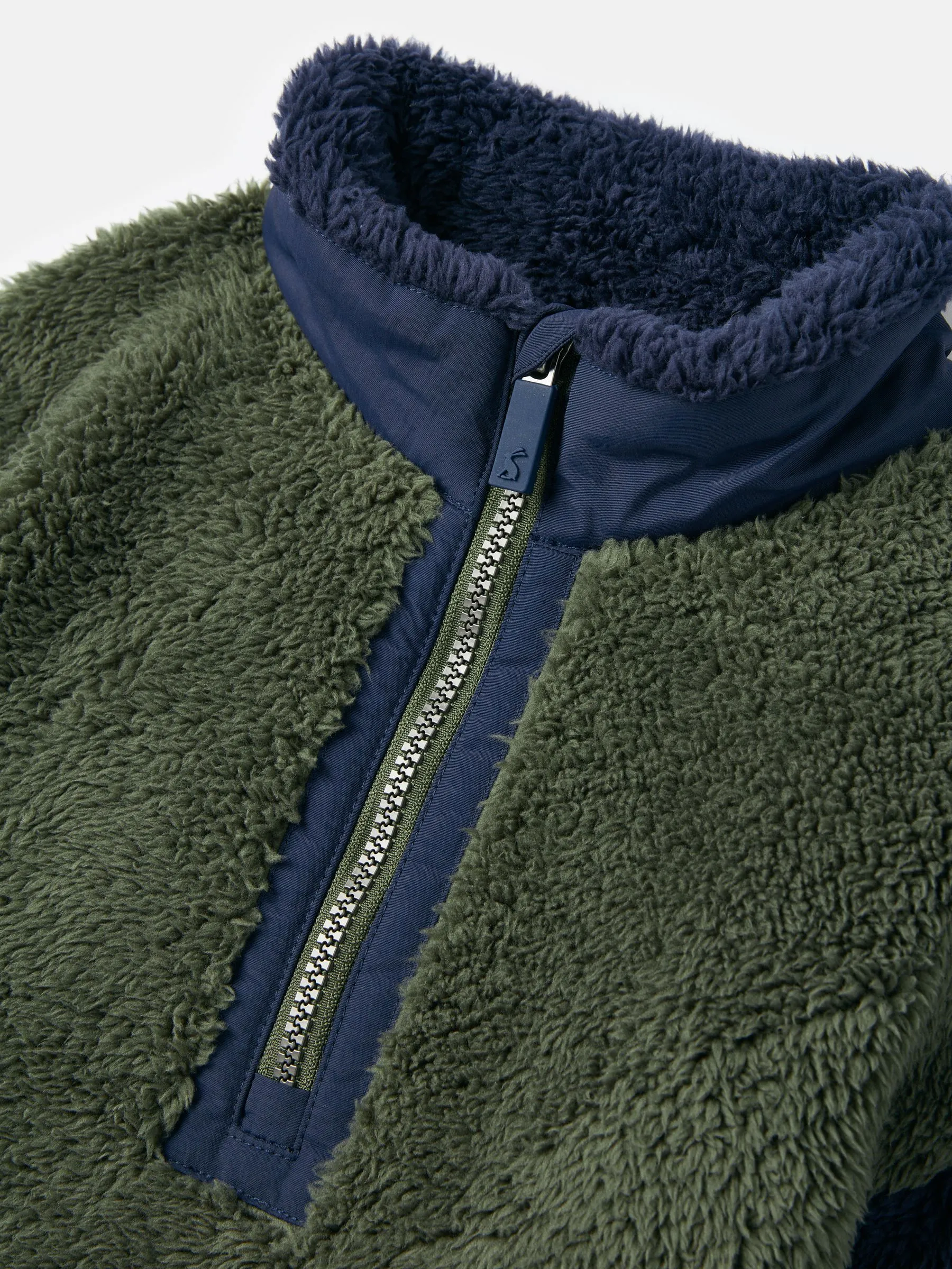 Green/Navy Half Zip Borg Fleece