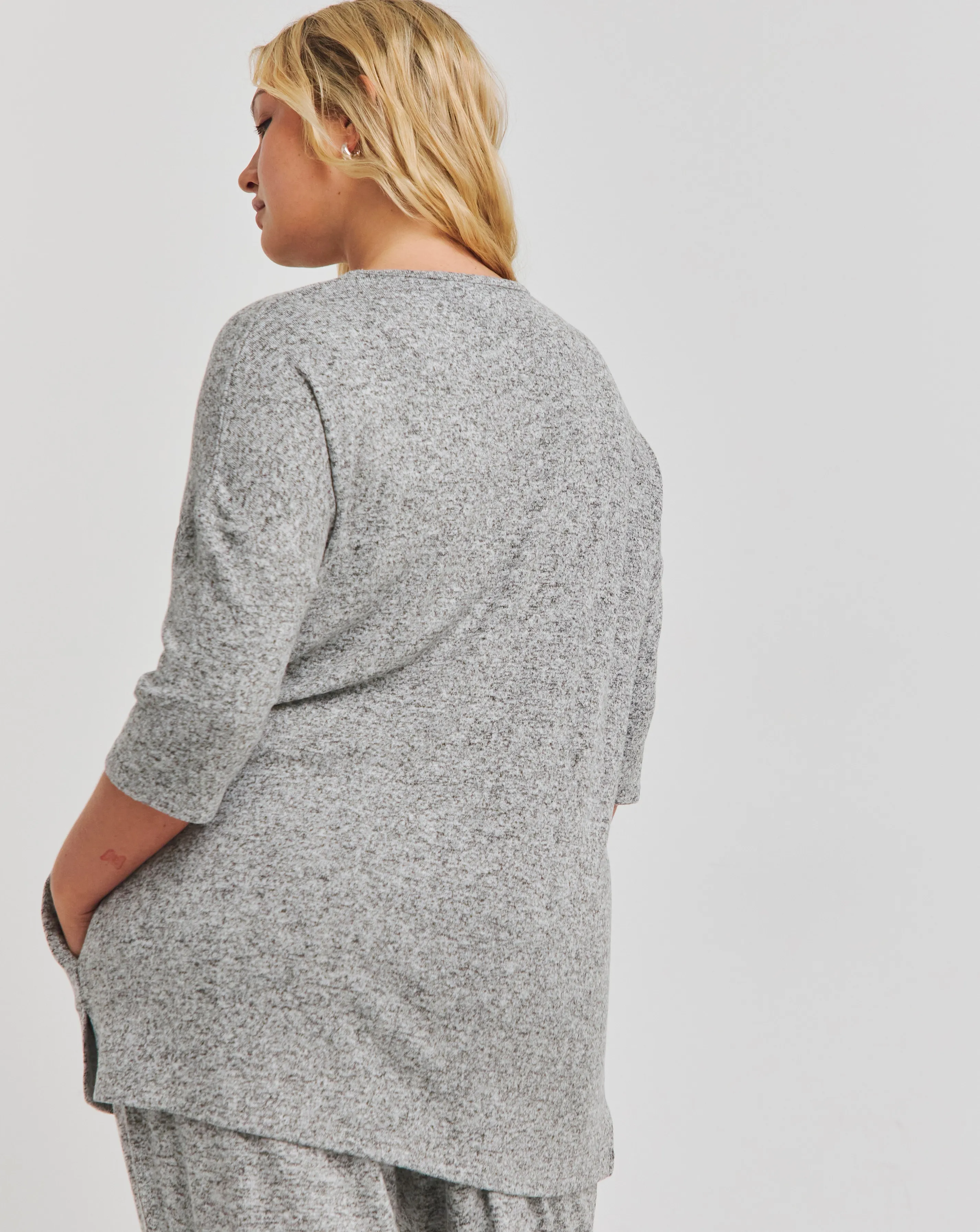 Grey Marl Soft Touch Side Pocket Tunic | Simply Be